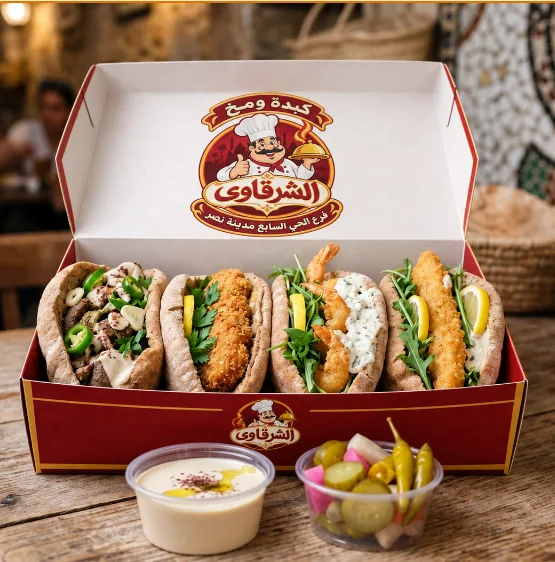 بوكس سندوتشات الشرقاوي بالشعار مناسب لفريق عمل صغير